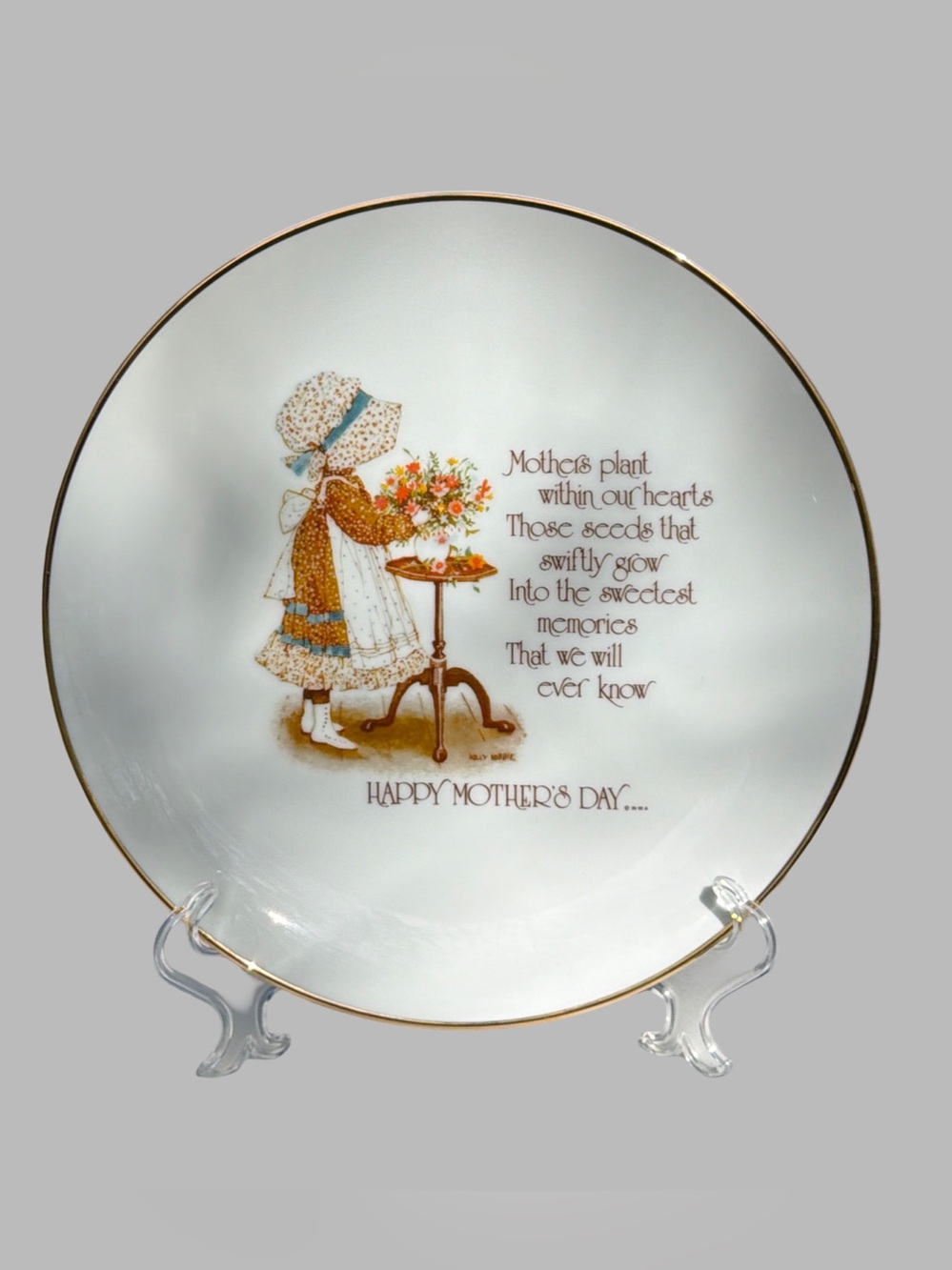 🌼 VINTAGE Holly Hobbie Mother’s Day Plate, c. 1975, Made in Japan